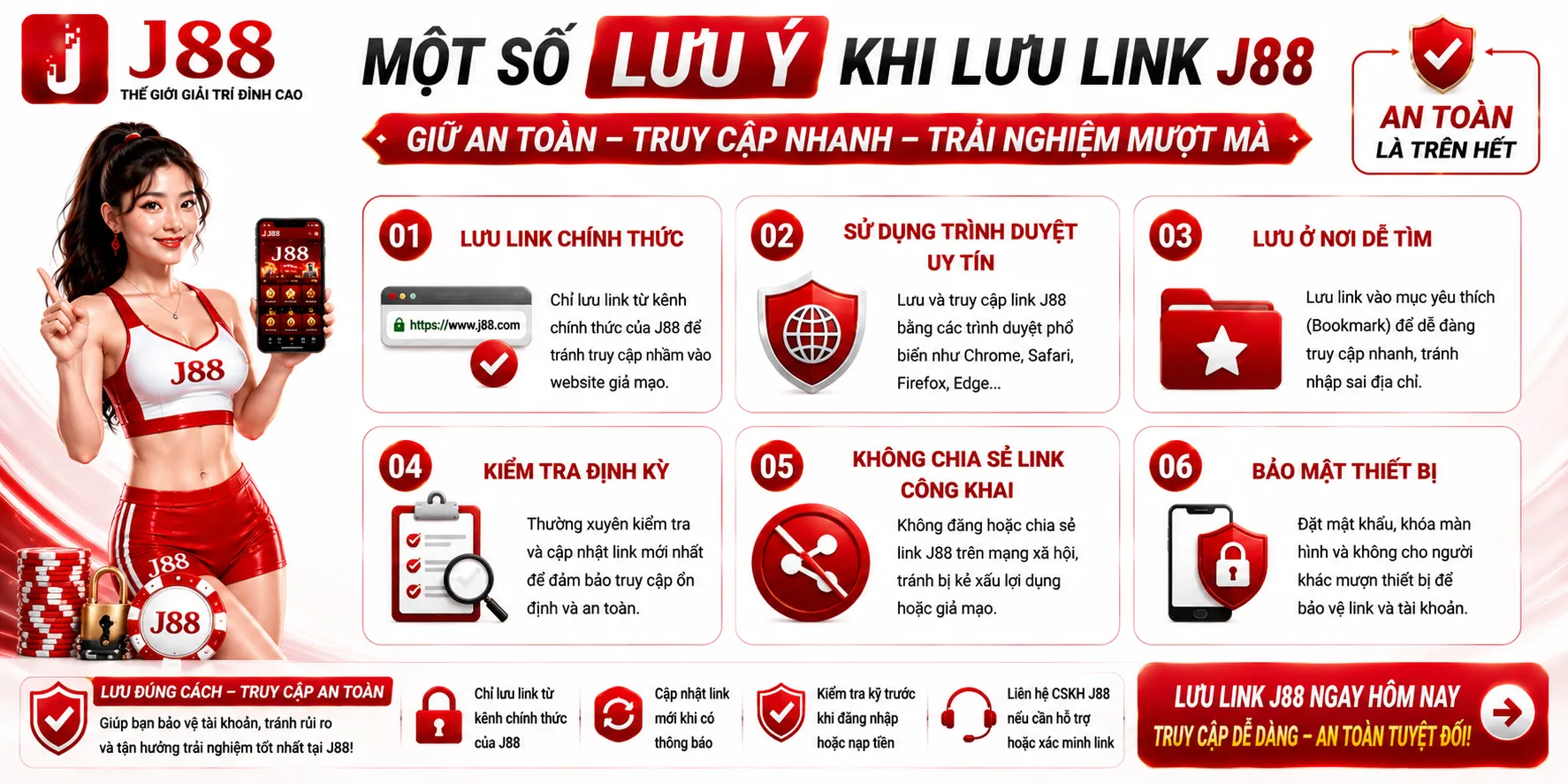 Một số lưu ý khi lưu link J88 trên thiết bị